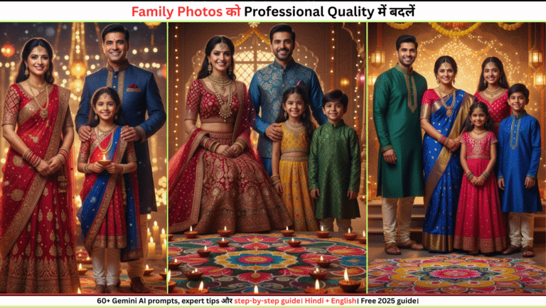 60 best Gemini AI prompts 2025 family photography guide with examples of traditional festive and modern portrait styles