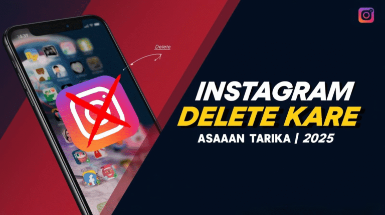 Instagram account delete kaise kare step by step guide in Hindi with mobile screen showing delete option